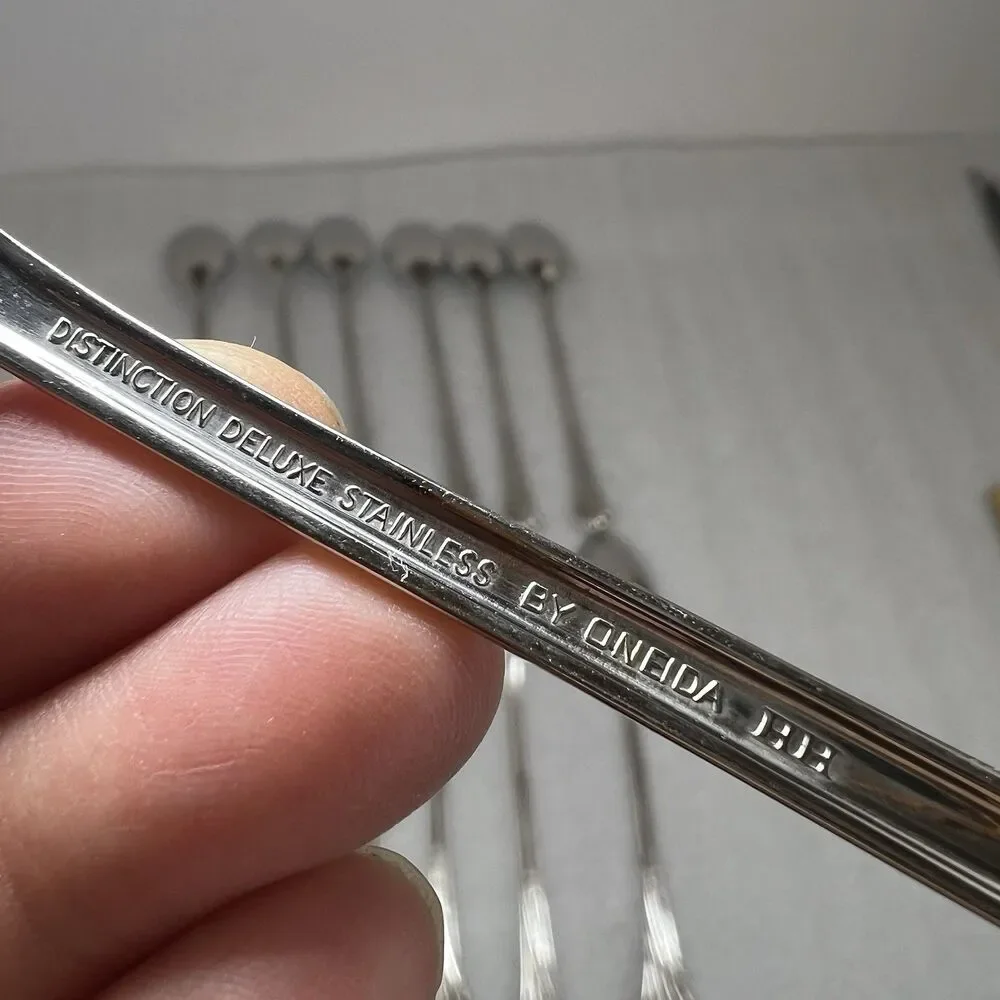 12 ONEIDA Distinction SPRING GLEN Deluxe Stainless Iced Tea Spoons 7 3/8